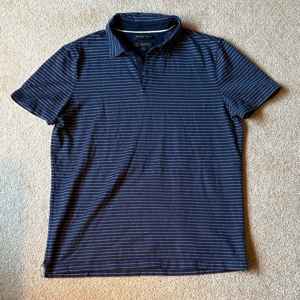 Banana Republic Navy Striped Polo